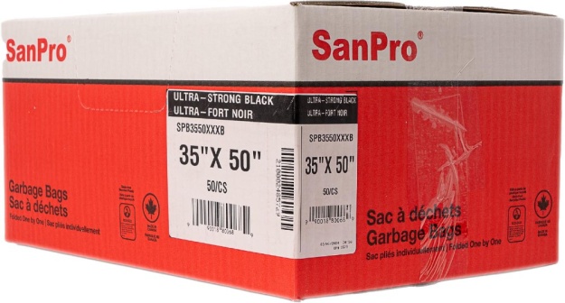 SanPro® Black Polyethylene Garbage Bags 35'' x 50'' XXX-Strong CS/50.